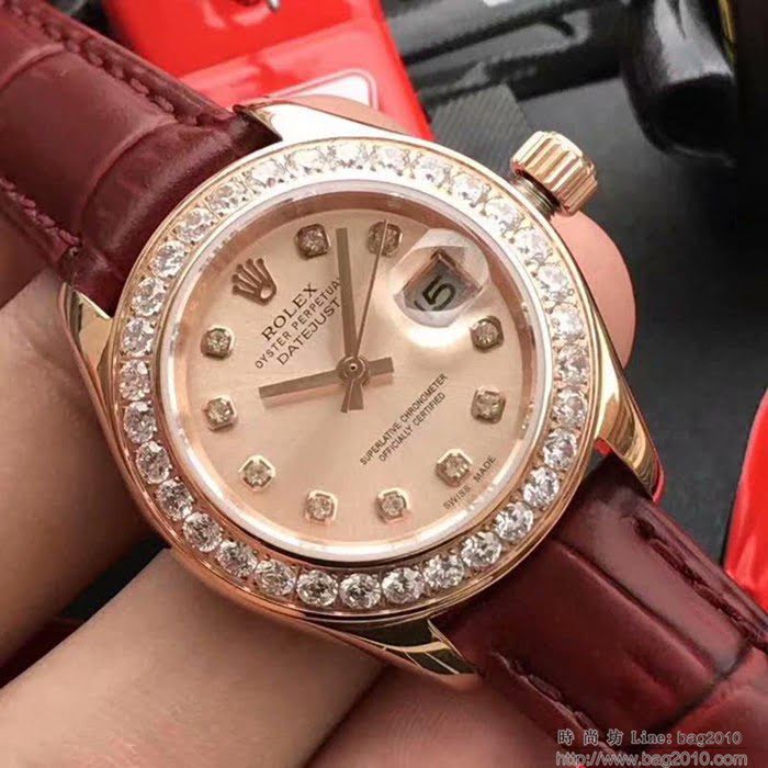 ROLEX勞力士 最新上市 Rolex淑女系列 珍珠貝母錶盤 環繞璀璨鑽石 進口6t51機芯 深度防水 女士腕表  wssb4501